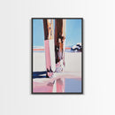 Wooden Pilings, Nautical Seaside Art, Framed Canvas Print, Coastal Minimalist Decor, Beach House Painting, Rustic Ocean Artwork