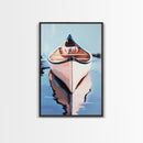 Serene Canoe, Still Lake, Calm Water, Canvas Print, Nature Lover Art, Nautical Home Decor, Coastal Wall Art, Tranquil Modern Aesthetic