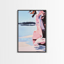 Sunset Glow, Nature Wall Art, Beach Scene, Serene Painting, Warm Pastel Colors, Framed Canvas Print, Bedroom Wall Decor, Gift