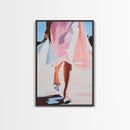 Elegant Woman Art, Fashion Illustration, Minimalist Feminine Painting, Pink Aesthetic Decor, Framed Canvas Print, Bedroom Wall Art