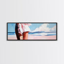 Ocean Breeze, White Dress, Canvas Print, Beach Wall Art, Minimalist Art, Relaxing Home Decor, Blue Sky Painting, Modern Wall Art