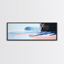 Misty Shoreline, Coastal Landscape Art, Minimalist Seascape, Ocean View, Framed Canvas Print, Modern Home Decor, Living Room Art