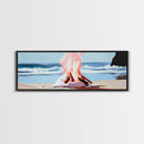 Beach Bonfire, Ocean Fire, Coastal Campfire, Framed Canvas Print, Seaside Night Art, Relaxing Summer Scene, Nautical Wall Decor