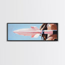 Pink Rocket, Retro Futurism, Pop Art Aesthetic, Mid-Century Modern Wall Art, Playful Home Design, Bold Statement Art, Canvas Print