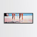 Walking On Sand, Beach Art, Summer Aesthetic, Coastal Canvas Print, Living Room Wall Art, Minimalist Art, Pastel Home Decor