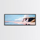 Coastal Landscape, Beach Wall Art, Ocean Painting, Pastel Seascape, Living Room Decor, Minimalist Art, Framed Canvas Print