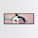 Playful Dolphin, Ocean Waves, Marine Life, Framed Canvas Print, Nautical Wall Art, Beach House Decor, Living Room Coastal Art