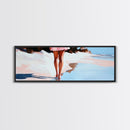 Romantic Reflection, Sand and Sea, Dreamy Pastels, Framed Canvas Print, Coastal Art, Beach House Decor, Serene Aesthetic Painting