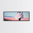 Flowing Dress, Beach Walk, Pastel Aesthetic, Dreamy Art, Canvas Print, Bedroom Wall Art, Feminine Home Decor, Soft Colors