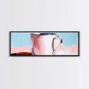 Enamel Mug Painting, Rustic Kitchen Art, Pastel Coffee Print, Still Life, Large Canvas Print, Modern Home Decor, Cozy Wall Art
