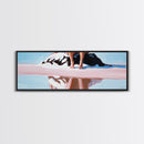 Seated on Rock, Serene Beach, Pink Tones, Coastal Minimalism, Contemporary Decor, Canvas Print, Bedroom Wall Art, Boho Vibes