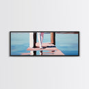 Pier Walk, Ocean Art, Coastal Landscape, Tranquil Water, Seaside Painting, Nautical Home Decor, Modern Art, Framed Canvas Print