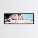 Cliffside Walk, Coastal Landscape Art, Peaceful Beach Scene, Nature Painting, Seaside Decor, Framed Canvas Print, Living Room Wall Art