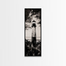 Lighthouse Silhouette, Coastal Wall Art, Nautical Decor, Canvas Print, Black and White Art, Seaside Home Decor, Minimalist Ocean Scene