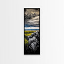 Stormy Landscape, Dramatic Sky Art, Moody Coastal Painting, Canvas Print, Nature Inspired Art, Dark Blue Wall Decor, Living Room Art