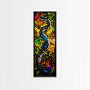 Vibrant Snake, Colorful Wildlife, Bold Abstract, Jungle Theme, Wall Decor, Framed Canvas Print, Living Room Art, Unique Home Design