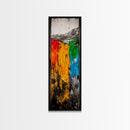 Colorful Abstract Landscape, Mountain Wall Art, Bright Textured Painting, Bold Statement Art, Living Room Decor, Framed Canvas Print