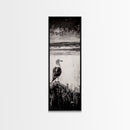 Seagull Portrait, Ocean Waves, Black and White, Framed Canvas Print, Coastal Art, Minimalist Decor, Modern Office Wall Art, Beach House Art