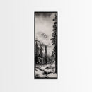 Snowfall Forest, Framed Canvas Print, Winter Scene, Nature Lover Gift, Minimalist Home Decor, Monochrome Art, Living Room Artwork