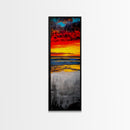 Vibrant, Sunset, Beach, Framed Canvas Print, Coastal Wall Art, Tropical Sunset, Living Room Decor, Bold Colorful Painting