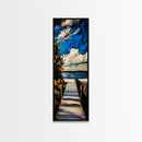 Serene Dock, Lake View, Blue and Gold, Canvas Print, Peaceful Nature Scene, Rustic Wall Art, Cabin Decor, Living Room Artwork