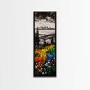 Vibrant Landscape, Mountain View, Wildflower Meadow, Framed Canvas Print, Nature Art, Cabin Decor, Rustic Wall Art, Living Room Wall Art