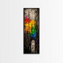 Rainbow Forest, Abstract Trees, Dark Woodland, Canvas Print, Vibrant Nature Art, Boho Home Decor, Fall Wall Artwork
