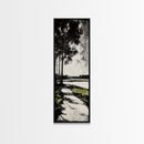Pathway Trees, Black and White Art, Forest Landscape, Framed Canvas Print, Minimalist Wall Art, Nature Decor, Tranquil Home Artwork