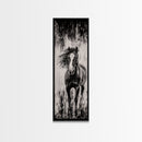 Running Horse, Black and White Art, Western Wall Art, Rustic Home Decor, Equestrian Canvas Print, Large Wall Art, Office Decor