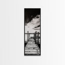 Wooden Dock, Black and White Lake Art, Rustic Cabin Wall Decor, Peaceful Waterfront Scene, Minimalist Landscape, Canvas Print