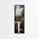 Waterfall Scene, Mountain Landscape, Abstract Nature Art, Canvas Print, Wilderness Wall Art, Green Yellow Decor, Adventure Home Decor