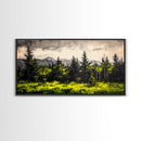 Green Forest, Mountain Landscape, Misty Trees, Framed Canvas Print, Nature Wall Art, Cabin Decor, Moody Landscape, Large Home Wall Art