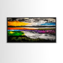 Vibrant Abstract, Modern Painting, Colorful Landscape, Framed Canvas Print, Living Room Wall Art, Bold Statement Piece, Home Decor