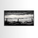 Dark Ocean, Stormy Sky, Coastal Landscape, Black and White Art, Moody Seascape, Living Room Wall Art, Nautical Decor, Framed Canvas Print