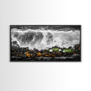 Crashing Waves, Ocean Foam, Textured Seascape, Black and White Art, Coastal Home Decor, Nautical Wall Art, Modern Art, Framed Canvas Print