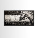 Monochrome Horse, Equestrian Wall Art, Canvas Print, Rustic Black and White Painting, Farmhouse Wall Decor, Western Wall Art