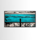Geometric Waves, Abstract Ocean Art, Canvas Print, Contemporary Minimalist Painting, Blue Wall Decor, Large Modern Art