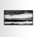 Ocean Wave Painting, Black and White Print, Modern Coastal Wall Decor, Seascape Art, Nautical Home Aesthetic, Framed Canvas Print