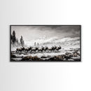 Elk, Wildlife, Mountain, Framed Canvas Print, Rustic Lodge Art, Winter Nature Scene, Cabin Wall Decor, Hunting Artwork, Western Aesthetic