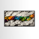 Abstract Wave, Dynamic Ocean Art, Surf Inspired Painting, Black and White Modern Art, Colorful Coastal Decor, Canvas Print, Hallway Art