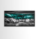 Ocean Depths, Abstract Water, Teal and Black, Framed Canvas Print, Coastal Decor, Modern Wall Art, Living Room Accent, Textured Painting