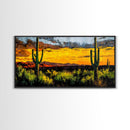 Desert Cactus, Western Sunset Art, Vibrant Landscape Canvas Print, Rustic Home Decor, Southwestern Wall Art, Office Art