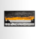 Sunset Over Ocean, Dramatic Sky, Coastal Landscape, Minimalist Wall Art, Beach Home Decor, Framed Canvas Print, Large Statement Art