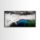 Powerful Wave, Ocean Energy, Coastal Vibes, Modern Abstract, Blue and Green Art, Large Statement, Beach House, Framed Canvas Print