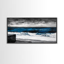 Ocean Waves, Moody, Blue, Coastal, Framed Canvas Print, Seascape Painting, Beach House Decor, Nautical Wall Art, Large Wall Art