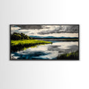Serene River, Nature Landscape, Green Fields, Peaceful Wall Art, Modern Rustic Decor, Living Room Art, Scenic View, Canvas Print