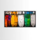 Colorful Boats, Abstract Nautical, Coastal Wall Art, Vibrant Painting, Modern Home Decor, Bold Statement, Beach House, Framed Canvas Print
