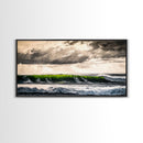 Green Wave, Stormy Ocean, Dramatic Canvas Print, Coastal Wall Art, Surfing Art, Minimalist Waves, Office Decor, Modern Seascape