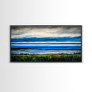 Ocean Horizon, Blue Sky, Coastal, Minimalist, Framed Canvas Print, Seascape Painting, Modern Wall Art, Living Room Decor, Tranquil Scene