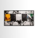 Abstract Blocks, Modern Geometric Art, Black and White Canvas Print, Colorful Wall Decor, Living Room Art, Framed Canvas Print